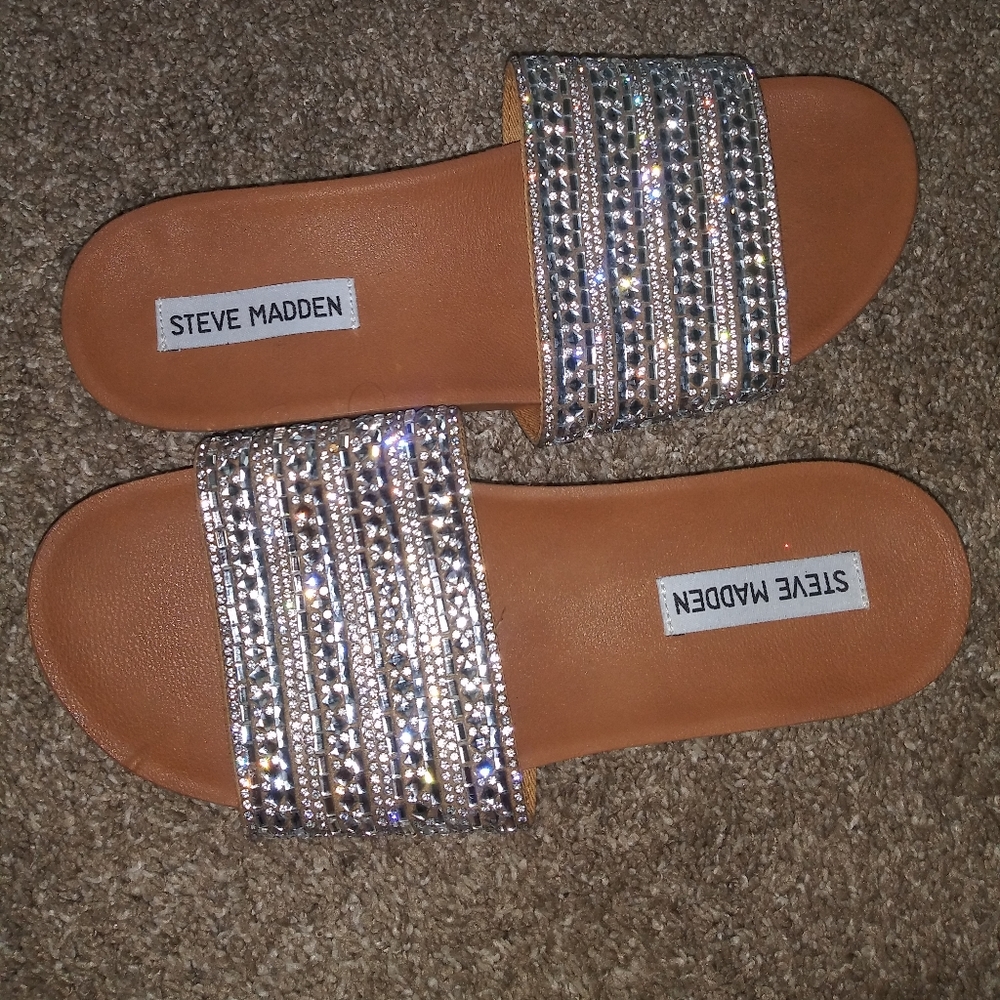Steve Madden sparkle slides sandals size 6m